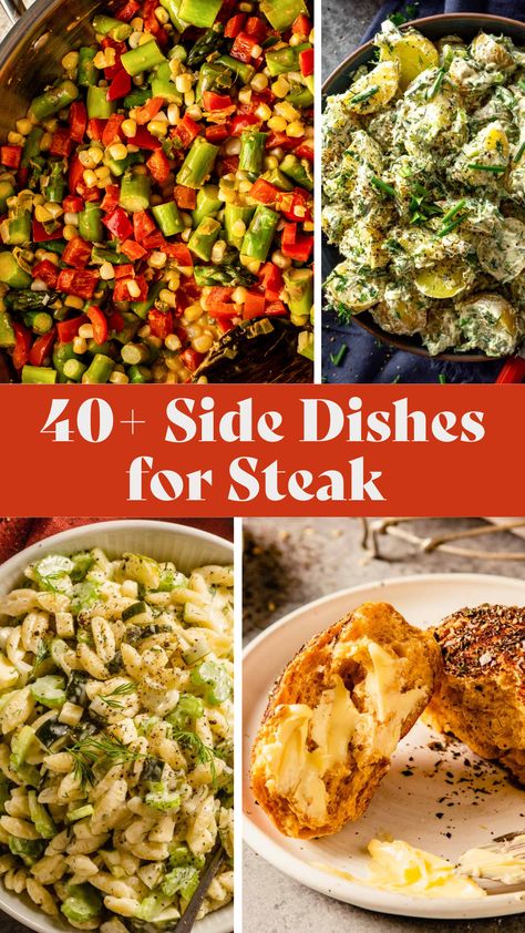 Best Sides With Steak Dinners, Steak And Salmon Dinner Sides, Great Sides For Steak, Steak Veggie Sides, Top Sirloin Steak Dinner Ideas, Veggie Side With Steak, Sides For Skirt Steak, Tbone Steak Dinner Sides, What Goes With Steak Dinners