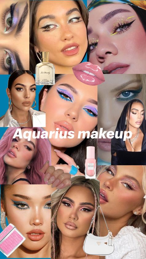 Aquarius Fashion Style, Euphoria Eyeshadow, Libra Makeup, Aquarius Makeup, Zodiac Sign Makeup, Venus Aquarius, Aquarius Fashion, Makeup Zodiac, Makeup Chart