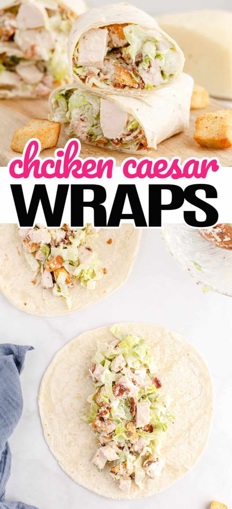 Crunchy and fresh Chicken Caesar Wraps are hearty enough to fill you up but light enough to make the perfect guilt-free lunch! #RealHousemoms #chicken #caesar #wrap #chickencaesar #lunch #easydinner #backtoschool Chicken Caesar Wrap Recipe, Caesar Salad Wrap, Caesar Wrap, Wraps Recipes Easy, Chicken Caesar Wrap, Chicken Wrap Recipes, Lunch Wraps, Free Lunch, Chicken Caesar