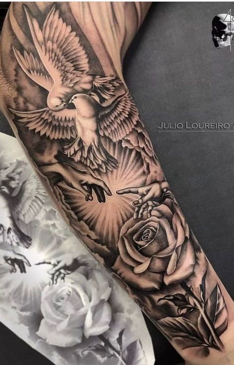 God Sleeve Tattoos Women, Forearm Tattoos Men Sleeve, Bicep Sleeve Tattoo Men, Under Bicep Tattoo For Men, Kobe Tattoo, Christus Tattoo, Forearm Cover Up Tattoos, Herren Hand Tattoos, Arm Tattoos For Guys Forearm