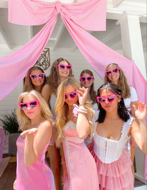 Eloise Aesthetic, Pink Pool Party, Coquette Theme, Angelina Core, Coquette Birthday, Bow Theme, Pink Pool, Pink Core, Sorority Bid Day