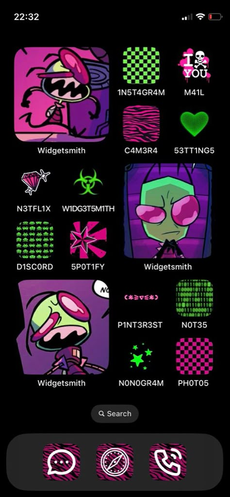 Invader Zim Phone Theme, Invader Zim Homescreen, Invader Zim App Icons, Invader Zim Phone Wallpaper, Scene Homescreen Layout, Kandi Shirt, Scene Homescreen, Invader Zim Wallpaper, Invader Zim Wallpapers