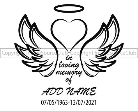 In Memory Rose Tattoos, In Loving Memory Drawings, In Loving Memory Tattoos For Daughter, In Loving Memory Tattoos For Son, Memorial Shirts In Loving Memory, Memorial Drawings, Tattoos For Loved Ones Who Passed, Memorial Heart Tattoo, Angel Wings With Halo