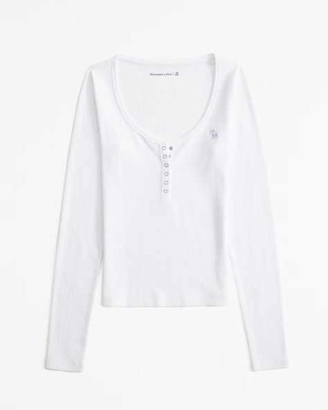 Women's Long-Sleeve Rib Icon Henley | Women's Tops | Abercrombie.com Abercrombie Long Sleeve, Women's Henley, Rib Fabric, Henley Top, Abercrombie & Fitch, Ribbed Fabric, Women's Tops, Women Long Sleeve, Dream Closet