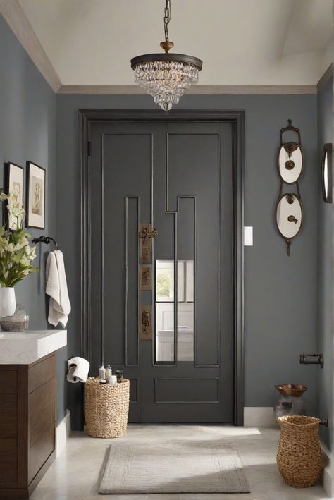 interior design, home decor, kitchen design, wall paint matching Color For Bathroom Walls, Color For Bathroom, Bathroom Wall Colors, Paint Guide, Gray And White Bathroom, Mindful Gray, Shiplap Fireplace, Repose Gray, Bathroom Walls