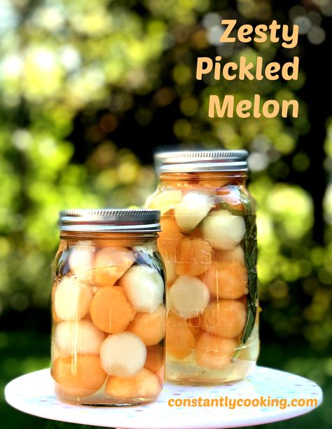 Food Preservation Methods, Pickled Fruit, Pickled Vegetables Recipe, Cantaloupe Recipes, Melon Recipes, Pickle Recipes, Skewer Appetizers, Canning Pickles, Fruit Preserves