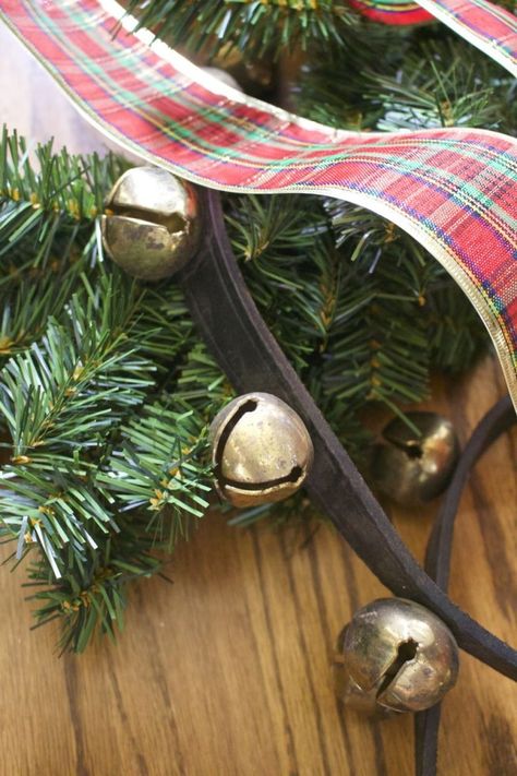 Sleigh Bell Christmas Wreath Sleigh Bell Wreath, Decorate With Sleigh Bells, Sleigh Bells Decorations, Jingle Bell Decor, Bell Christmas Wreath, Christmas Wreaths With Bells, Winter Arrangements, Way To Save Money, Bell Christmas