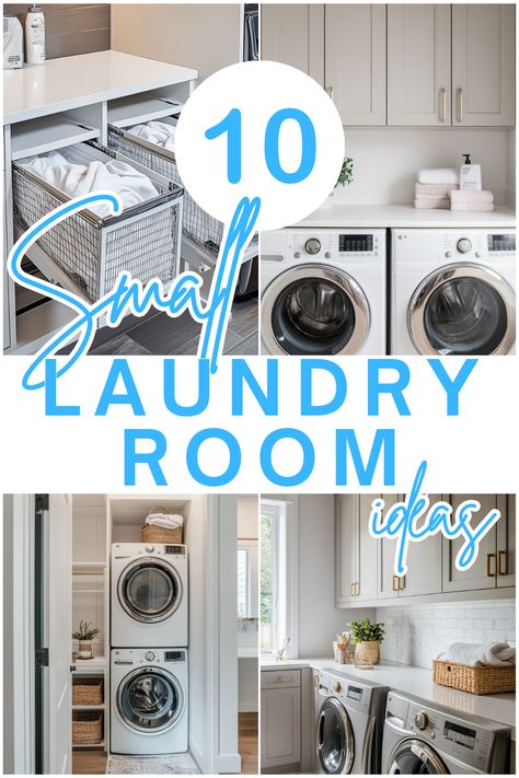 Discover how to make the most of your small laundry room with these smart, space-saving ideas! From shelving to decor, we've got you covered. #SmallLaundryRoom #LaundryRoomOrganization #SpaceSavingTips #HomeDecor #LaundryRoomInspo Washer And Dryer Not Next To Each Other, Mud Rooms With Laundry, Small Laundry Room Makeover On A Budget, Hidden Laundry Rooms, Small Laundry Space, Closet Laundry Room, Laundry Room Decor Ideas, Small Laundry Room Ideas, Hidden Laundry