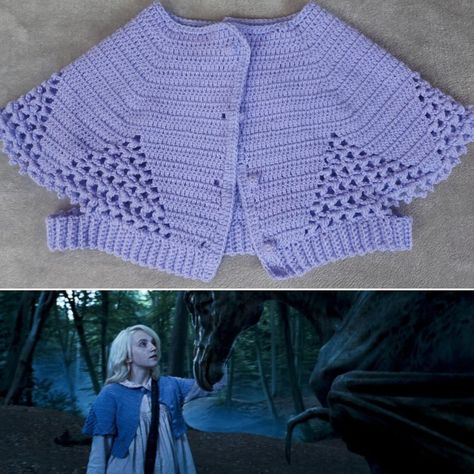 Purple Crochet Cardigan, Harry Potter Cosplay, Cosplay, Crochet, Cardigan, Luna Lovegood Cosplay, Luna Lovegood, Crochet, Purple Shoulder Cardigan Harry Potter Crochet Clothes, Crochet Luna Lovegood, Harry Potter Inspired Crochet, Luna Lovegood Inspired Outfits, Luna Lovegood Bag, Luna Lovegood Clothes, Hp Crochet, Luna Lovegood Outfits, Cosplay Crochet