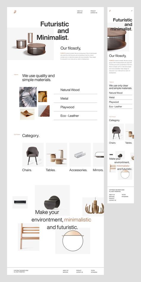 Brand Page Design, Website Catalog Design, Web Design About Page, Furniture Email Design, Eccomerce Website Design, Website Landing Page Design Inspiration, Furniture Newsletter, Minimalism Web Design, Furniture Web Design