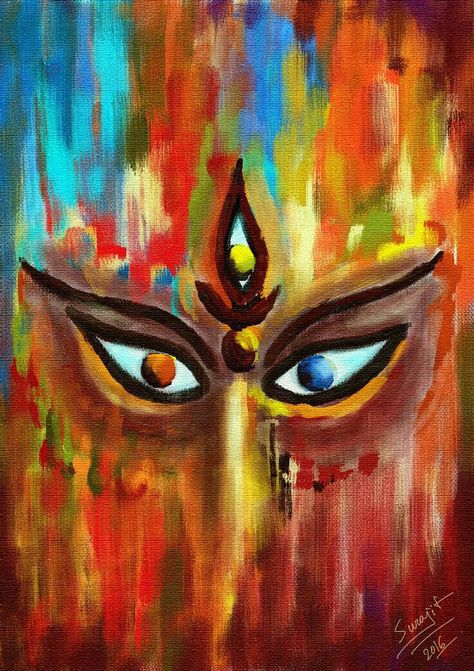 Supreme Being, Ma Durga, Three Eyes, The Invincible, Durga Painting, Goddess Durga, Left Eye, Simple Canvas Paintings, Ganesha Painting