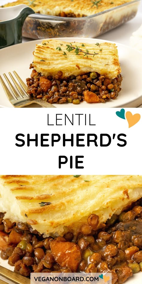 This vegan shepherd’s pie is the ultimate comfort food. This dish features creamy mashed potatoes on top of a rich vegetable and lentil filling that the whole family will love. Lentil Shepards Pie, Vegan Shepherds Pie, Mushroom Gravy Recipe, Vegan Christmas Recipes, Vegetarian Entrees, Vegan Christmas, Shepherd's Pie, Vegetarian Dinners, Savoury Recipes