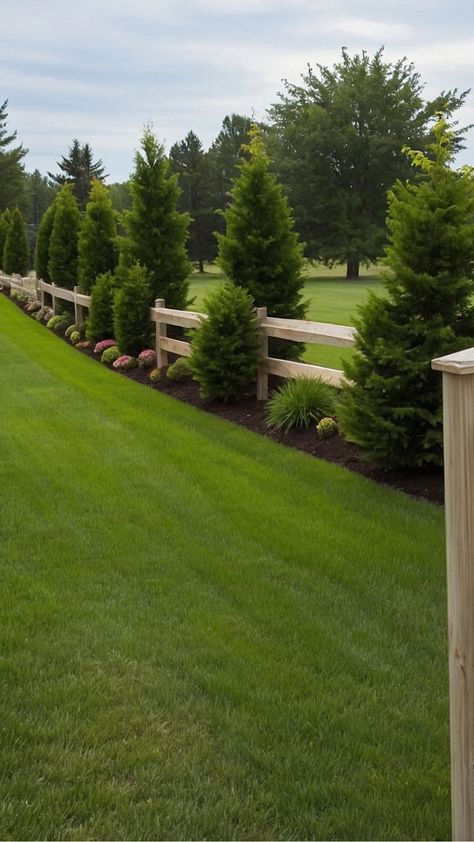 Spruce Up Your Fence Line: 15 Stunning Landscaping Ideas for Your Backyard 41 Front Yard Small Fence Ideas, Property Line Landscaping Front Yards, Fence Line Landscaping Ideas, Fence Line Landscaping, Front Landscaping Design, Colorado Landscaping, Easy Landscaping Ideas, Beautiful Flower Beds, Landscaping Along Fence