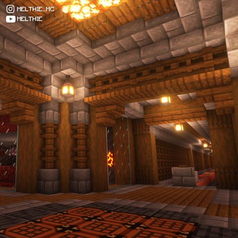 Minecraft House Inside Wall Designs, Minecraft House Inspiration Inside, Minecraft Hallways Ideas, Under Ground Minecraft Base, Minecraft Barracks Interior, Minecraft Secret Base Interior Ideas, Minecraft Underground Wall Design, Mincraft Idea Underground Base, Minecraft Underground Tunnel Designs