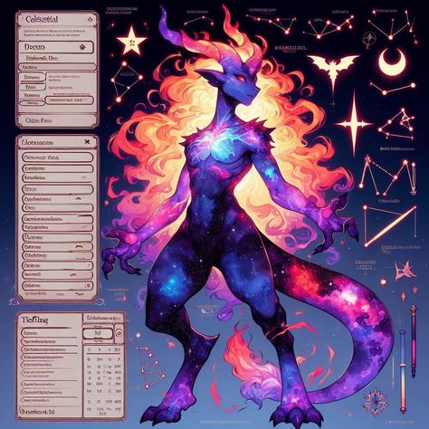 Galaxy Creature, Dragon People, Stars Outfit, Fantasy Demon, Monster Boy, Curious Creatures, Animation Art Character Design, Fantasy Creatures Art, Dragon Artwork