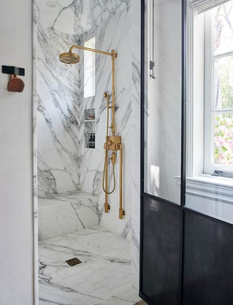 Collected Effortless Style Interiors Small Powder Bathroom, Small Powder Bathroom Ideas, Powder Bathroom Ideas, Hotel Shower Curtain, Rustic Living Room Decor, Bathtub Cover, Tile Walk In Shower, Country Bathroom Decor, Powder Bathroom