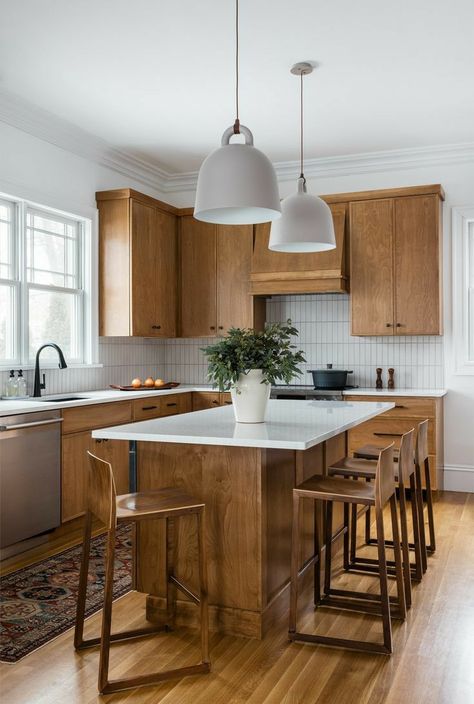 Rental Updates, Transitional Home Design, Transitional Kitchens, Birch Cabinets, Beverage Station, Transitional Dining Room, Midcentury Style, Kitchen Colour Schemes, Transitional House