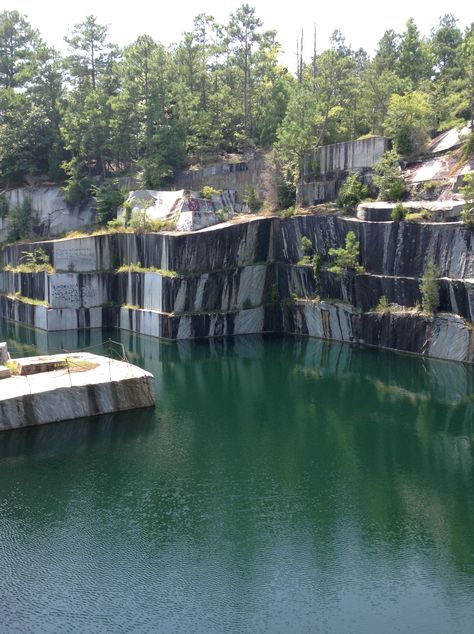 Rock Quarry near Monticello Lake. Cliff jumping into a 300ft deep rock quarry. Cliffs are 10-100+ feet. Quarry Lake, Rock Quarry, Granite Rock, Medieval Games, Rock Quarries, Cliff Jumping, Landscape Rock, Stone Quarry, The Rock