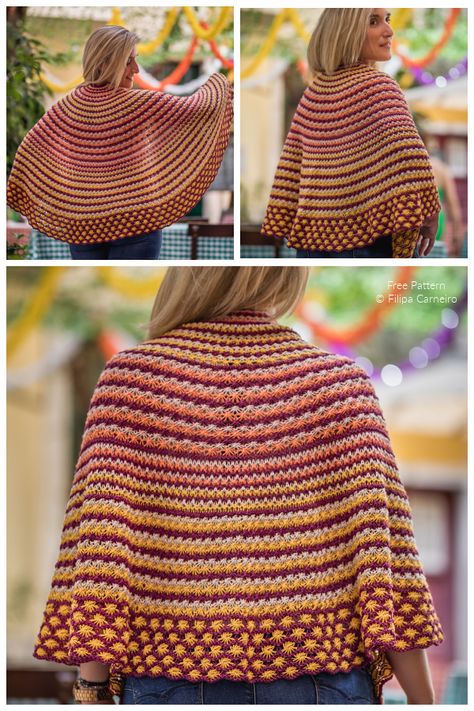 Circle Shawl, Free Knit Shawl Patterns, Easy Scarf Knitting Patterns, Crochet Cape, Knitted Baby Cardigan, Crochet Shawl Pattern Free, Scarf Knitting, Shawl Knitting Patterns, Shawl Patterns