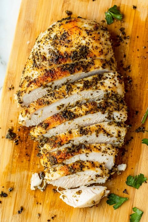 Indulge in a savory culinary experience with our delicious Italian herb chicken breast recipe. This dish is bursting with the rich flavors of basil, rosemary, and oregano, creating a perfect blend that'll tantalize your taste buds. Whether you're hosting a dinner party or simply looking for a wholesome meal idea, this Italian-inspired dish is sure to impress. Elevate your cooking game and treat yourself to an unforgettable dining experience with our mouthwatering Italian herb chicken breast reci Italian Seasoning For Chicken, Season Chicken Breast, Sautéed Chicken Breast, Italian Chicken Oven, Rosemary Chicken Breast, Herbed Chicken Breast, Split Chicken Breast Recipes, Italian Chicken Breast Recipes, One Pan Roasted Herb Chicken Half Baked