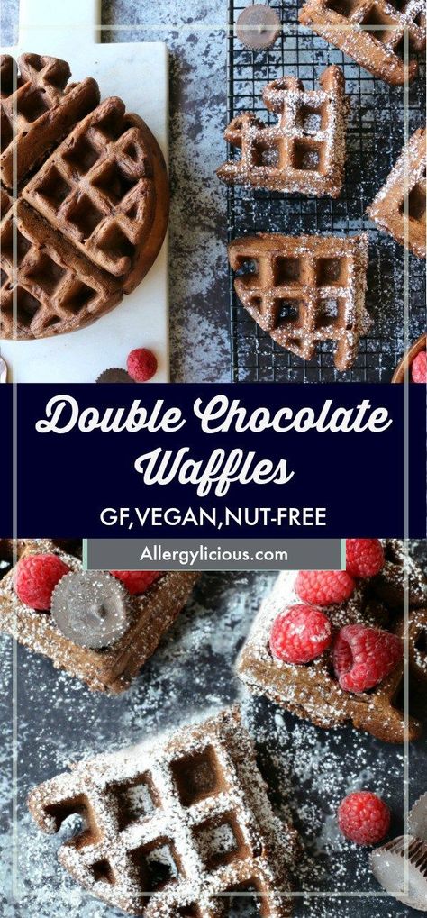 Chocolate Waffle Recipe, Waffles Vegan, Easy Waffle Recipe, Vegan Waffles, Waffles Easy, Gluten Free Waffles, Chocolate Waffles, Gluten Free Recipes For Breakfast, Gluten Free Pancakes