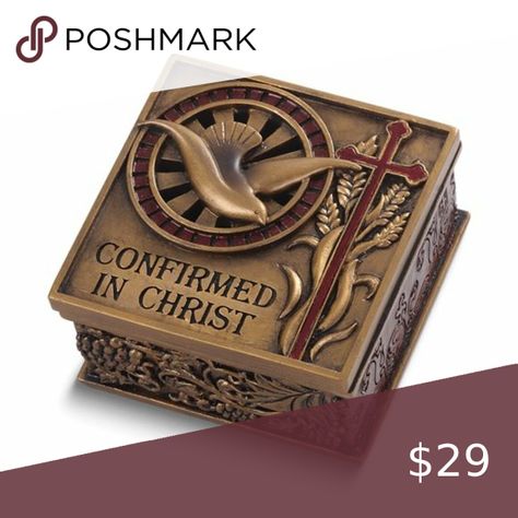 Josephs Studio CONFIRMED IN CHRIST Stone Resin Keepsake Rosary Box Confirmation Sponsor Gifts, Resin Keepsake, Confirmation Sponsor, Catholic Confirmation Gifts, Catholic Confirmation, Rosary Boxes, Craft Storage Box, Christ Artwork, Stainless Steel Cross Pendant