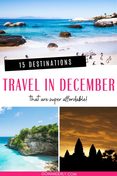 Find 15 affordable travel destinations for December with this guide, featuring budget-friendly winter vacation spots. Cheap Places To Travel In December, Best Places To Travel In January, Best Places To Travel In December, Where To Travel In December, Affordable Places To Travel, December Travel Destinations, Places To Travel In December, Inexpensive Beach Vacations, Cheap Winter Vacations