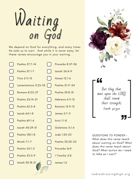 Looking for a monthly Bible reading plan? This plan will guide you in your time of waiting on God. Use our free printables Bible reading plan to have a verse to study each day along with reflection and prayer worksheets to meditate on what you read and hear from God. Scripture Plans For Women, 7 Day Bible Reading Plan, 30 Day Bible Reading Plan For Beginners, Bible In A Year Plan Free Printable, September Bible Reading Plan, October Bible Reading Plan, Bible Study Plans For Women, Bible Reading Plan For Women, Free Printable Bible Study Worksheets