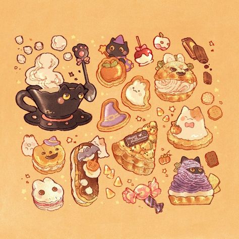 귀여운 음식 그림, Foodie Art, Food Artwork, Props Art, Food Illustration Art, Cute Food Drawings, Cute Food Art, Cute Kawaii Drawings, Halloween Food