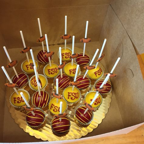 FSU Cake Pops Fsu Party Ideas, Fsu Party, Fsu Party Decorations, Fsu Cake Ideas, Fsu Graduation Party, Fsu Cake, Fsu Grooms Cake, Fsu Decor, Fsu Graduation