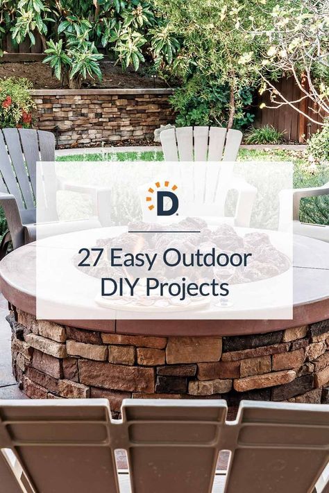 Simple DIY projects to make your backyard uniquely yours, from landscaping tips, deck and patio ideas and fire pits, to outdoor living rooms, fire pits and gazebos. #outdoorprojects #backyardprojects #outdoorliving #patioideas #deckideas #landscapingideas #diyfirepit #diylandscaping Painting Outdoor Wood Furniture, Diy Outdoor Projects, Woman Tips, Solar Lights Diy, Colorful Patio, Diy Outdoor Table, Handy Woman, House Updates, Easy Backyard