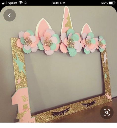 Unicorn frame Unicorn Birthday Party Ideas Decoration, Unicorn Birthday Party Ideas Diy, Unicorn Birthday Party Food, Unicorn Photo Booth, Unicorn Baby Shower Theme, Diy Unicorn Birthday Party, Unicorn Birthday Party Cake, Unicorn Photo, Unicorn Birthday Party Decorations