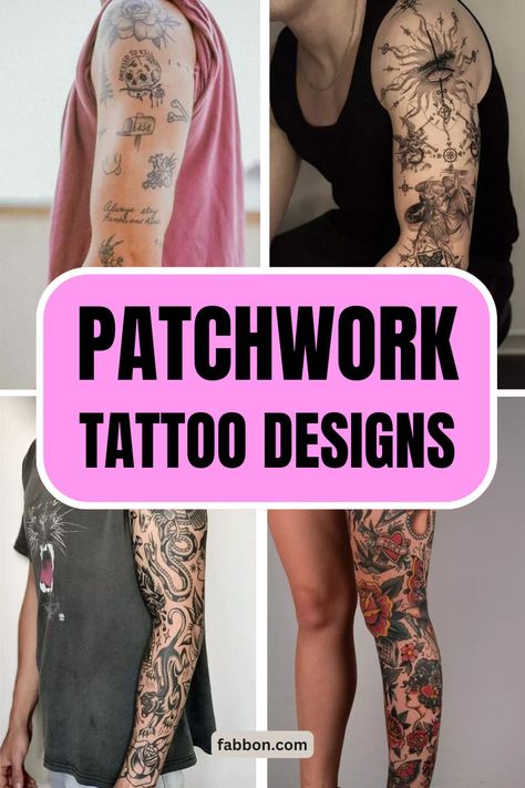 patchwork tattoos Nature Patchwork Tattoo, Patchwork Tattoo Designs, Patchwork Leg Tattoo, Patch Work Tattoo, Minimalist Symbols, Patchwork Tattoo Ideas, Patchwork Tattoo, Tattoo Minimalist, Design Mom