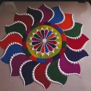 Diwali Rangoli Designs 2022: Simple Beautiful Diwali Rangoli Deewali Rangoli Designs, Simple Flower Design Rangoli, Ragoli Color Simple, Half Circle Rangoli Designs, Flowers Rangoli Designs Ideas, Ragoli Color Design, New Diwali Rangoli, Best Rangoli Designs For Diwali, Diwali Decorations At Home Entrance