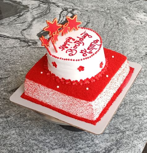 Red Velvet Birthday Cake, Butterfly Birthday Cakes, Tiered Cake Design, Chocolate Cake Designs, 2 Tier Cake, Two Tier Cake, Cake Decorating Designs, Tier Cake, Butterfly Birthday