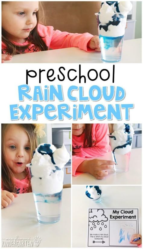 Weather Cycle Preschool, Experiment For Preschool, Cloud Experiment, Cloud Experiments, Weather Kindergarten, Weather Lesson Plans, Science Inspiration, Prek Science, Weather Activities Preschool