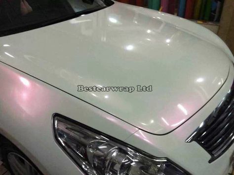 Sparkly Car Wrap, Pearl Car Wrap, Pink Car Wrap, Car Makeover, Chevy Spark, Jeep Sahara, Car Customization, White Cars, Pink Cars