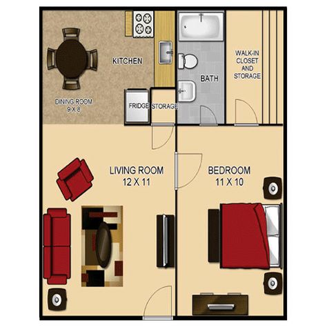 500 Sq Ft House Plans, Studio Adu, 500 Sq Ft House, Small House Kits, Inlaw Suite, Bedroom Plan, House Kits, In-law Apartment, Interior Design Plan