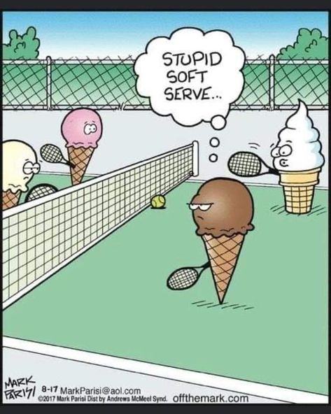 Funny Clean Jokes, Mark Parisi, Funny Clean, Party Illustration, Tennis Funny, Funny Puns Jokes, Cute Puns, Puns Jokes, Clean Jokes