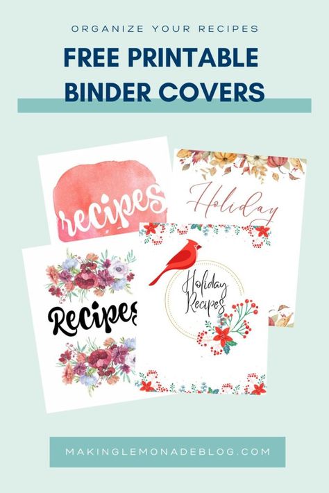 Recipe Binder Printables Free, Thanksgiving Side Recipes, Cookbook Junk Journal, Free Printable Binder Covers, Recipe Binder Cover, Cute Binder Covers, Recipes For Thanksgiving Dinner, Recipe Binder Printables, Household Printables