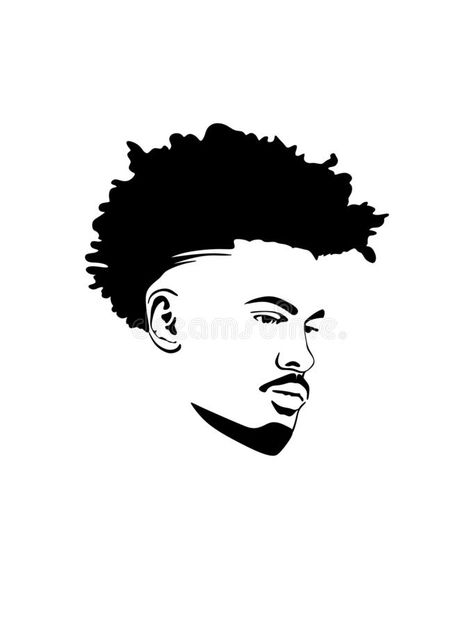 Vector male head silhouette.Black African American man with curly Mohawk hair . vector illustration Man Mohawk, Drawing Black Hair, Beard Clipart, Mohawk Hair, Beard Line, Male Drawing, Black Men Haircut, Mohawk Hairstyles Men, Curly Mohawk