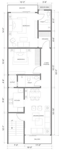 18x50 House Plan, Outdoor Ac Unit, Power Star, Simple House Plans, Apartment Plans, House Map, Architecture Interior Design, Professional Services, Simple House