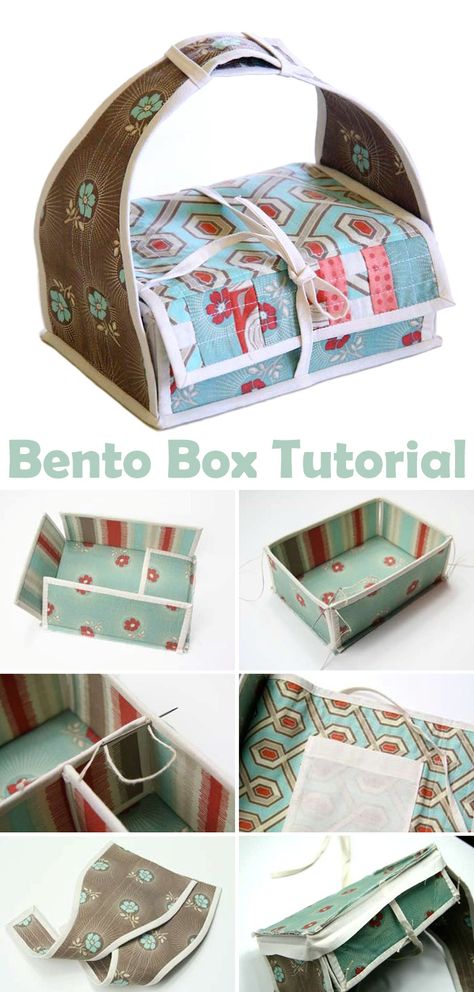 Bento Lunch Bag DIY Tutorial Bento Lunch Bag Pattern, Lunch Box Bag Pattern, Lunch Box Sewing Pattern, Lunch Bag Diy, Box Bag Pattern, Japanese Lunch Bag, Lunch Bag Tutorials, Diy Lunchbox, Pattern Free Sewing