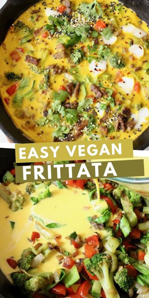 Vegan Breakfast Casserole Recipes, Easy Vegan Breakfast Recipes, Savoury Vegan Breakfast, Chickpea Frittata, Chickpea Eggs, Healthy Frittata Recipes, Breakfast Ideas Vegan, Fritata Recipe Dairy Free, Just Egg Vegan Recipes