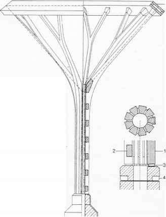 Tree Section Architecture, Palm Architecture Concept, Tree Column Structure Detail, Timber Parametric Architecture, Column Structure, Tree Structure, Timber Structure Detail Section, Bridge Structure, Modern Minimalist Bedroom