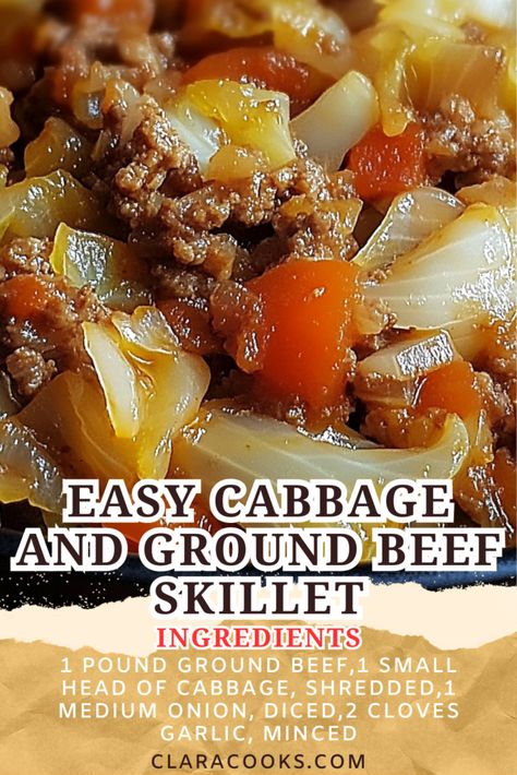 Easy Cabbage and Ground Beef Skillet Recipe With Cabbage And Ground Beef, Cabbage And Ground Beef Skillet, Ground Beef And Cabbage Skillet, Cabbage Recipe With Ground Beef, Cabbage And Ground Meat Recipes, Cabbage And Hamburger Meat, Ground Beef With Cabbage Recipes, Cabbage And Beef Recipes, Ground Beef Cabbage Recipes