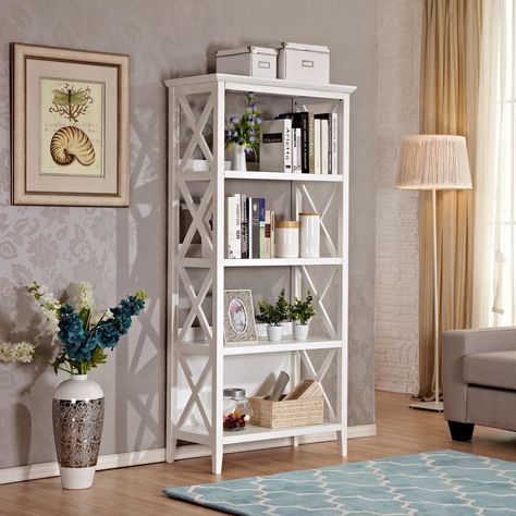 Description: Though it's certainly stunning with your collection of reads on display in the den, this beautiful bookcase can do so much more than holding books! Bookshelf Display, Living Room Cabinet, Cabinet Shelves, Industrial Bookshelf, Room Cabinet, White Bookcase, Open Bookcase, Etagere Bookcase, Tree Top