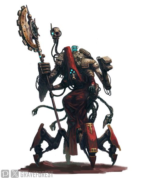 Tech Priest 40k, Adeptus Mechanicus Tech Priest, Tech Priest Art, Warhammer 40k Tech Priest, 40k Tech Priest, Skitarii Art, Priest Art, Tech Priest, Dark Mechanicus