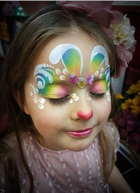 Hippie Face Paint, Face Painting Easter, Ghost Face Paint, Bunny Face Paint, Easter Face Painting, Easter Face Paint, Animal Face Paintings, Pregnant Belly Painting, Professional Face Paint