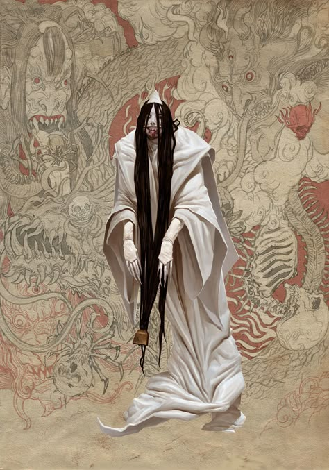 Japanese Mythology, Japanese Horror, 다크 판타지, Monster Concept Art, Samurai Art, Scary Art, Creepy Art, Arte Fantasy, Comic Book Artists